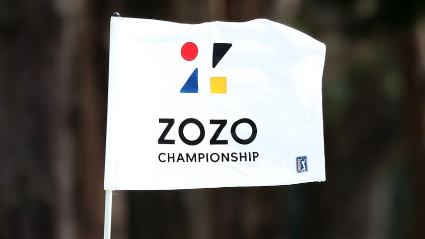 INZAI, JAPAN - OCTOBER 24: The tournament flag waves on the 7th green during the first round of the ZOZO Championship at Accordia Golf Narashino Country Club on October 24, 2019 in Inzai, Chiba, Japan. (Photo by Chung Sung-Jun/Getty Images)