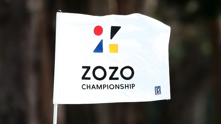 INZAI, JAPAN - OCTOBER 24: The tournament flag waves on the 7th green during the first round of the ZOZO Championship at Accordia Golf Narashino Country Club on October 24, 2019 in Inzai, Chiba, Japan. (Photo by Chung Sung-Jun/Getty Images)