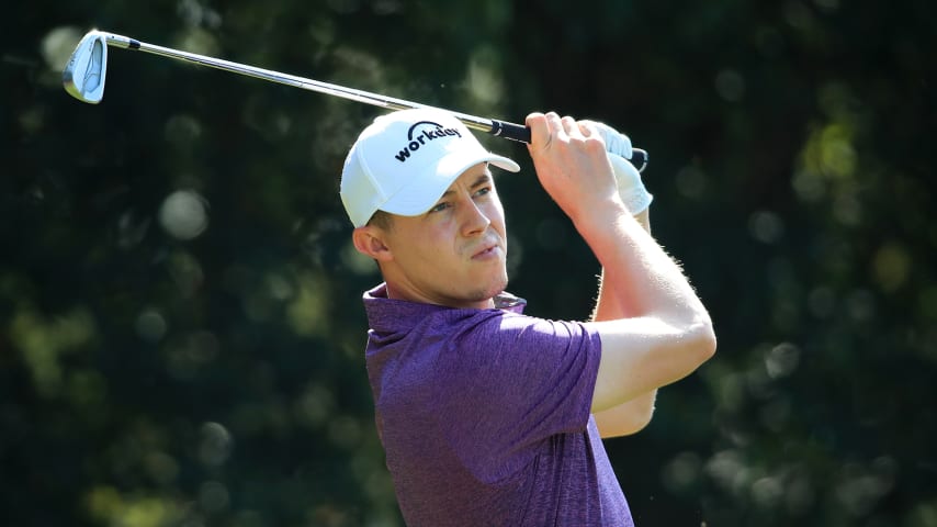 SHANGHAI, CHINA - NOVEMBER 01: Matt Fitzpatrick of England tees off on the 4th hole during Day Two of the WGC HSBC Champions at Sheshan International Golf Club on November 01, 2019 in Shanghai, China. (Photo by Andrew Redington/Getty Images)