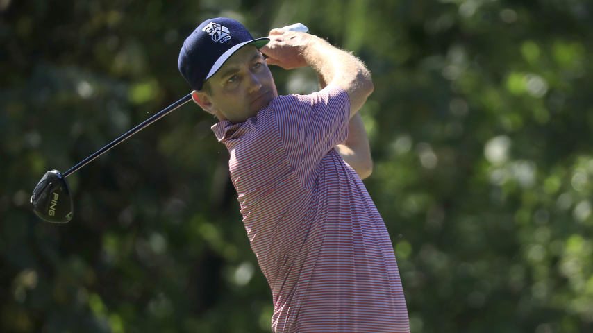 PLAYA DEL CARMEN, MEXICO - NOVEMBER 17:  Brendon Todd of the United States watches his drive on the seventh hole during the third round of the Mayakoba Golf Classic at El Camaleon Mayakoba Golf Course on November 17, 2019 in Playa del Carmen, Mexico. (Photo by Cliff Hawkins/Getty Images)