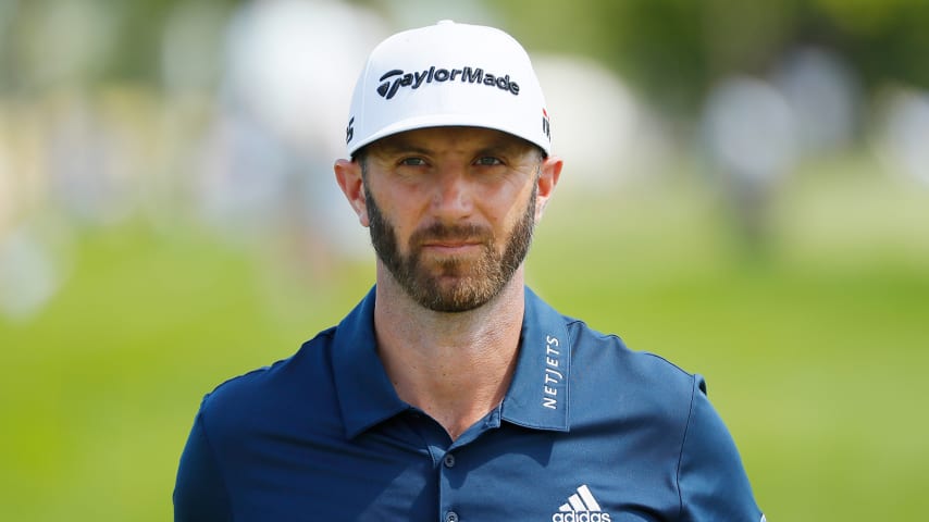 JERSEY CITY, NEW JERSEY - AUGUST 11: Dustin Johnson of the United States walks on the seventh hole during the final round of The Northern Trust at Liberty National Golf Club on August 11, 2019 in Jersey City, New Jersey. (Photo by Kevin C. Cox/Getty Images)