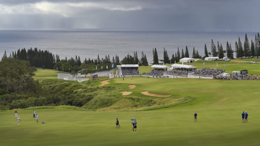 LAHAINA, HI - JANUARY 07: A course scenic view of the 18th hole during the final round of the Sentry Tournament of Champions at Plantation Course at Kapalua on January 7, 2018 in Lahaina, Hawaii. (Photo by Stan Badz/PGA TOUR)