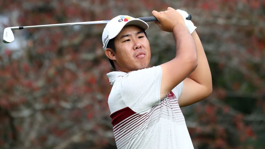 INZAI, JAPAN - OCTOBER 27: Byeong Hun An of South Korea hits his tee shot on the 3rd hole during the third round of the Zozo Championship at Accordia Golf Narashino Country Club on October 27, 2019 in Inzai, Chiba, Japan. (Photo by Chung Sung-Jun/Getty Images)