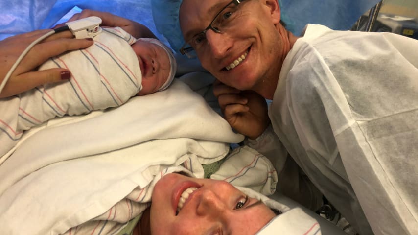 Mark Baldwin celebrates birth of first child Miles