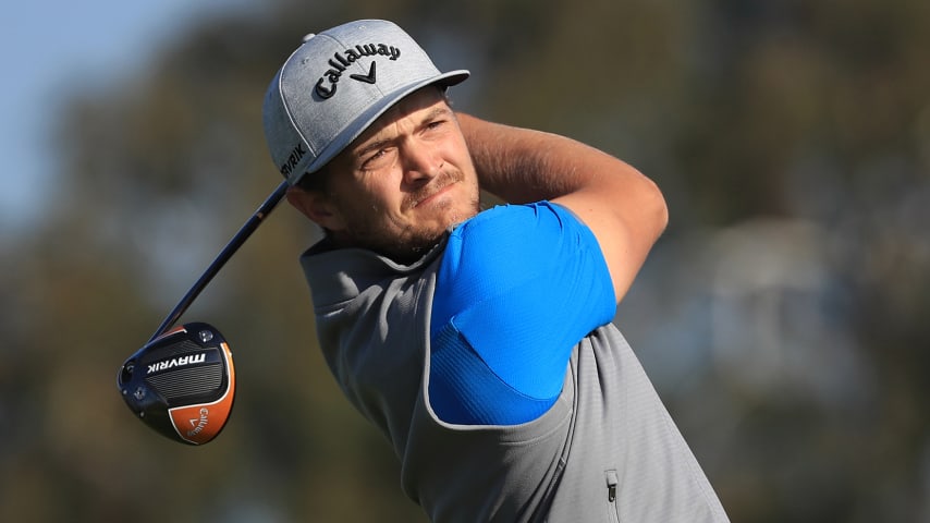 SAN DIEGO, CALIFORNIA - JANUARY 23: Sebastian Cappelen of Denmark plays his shot from the second tee during the first round of the Farmers Insurance Open on Torrey Pines South on January 23, 2020 in San Diego, California. (Photo by Sean M. Haffey/Getty Images)