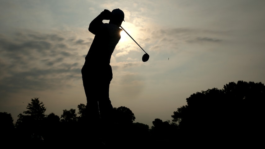 LOUISVILLE, KY - AUGUST 06:  Rory McIlroy of Northern Ireland hits a tee shot during a practice round prior to the start of the 96th PGA Championship at Valhalla Golf Club on August 6, 2014 in Louisville, Kentucky.  (Photo by Warren Little/Getty Images)