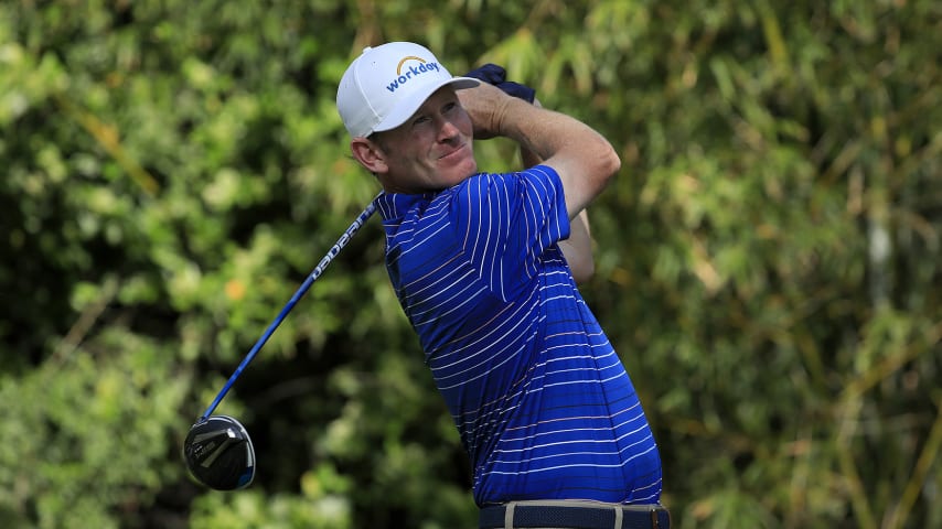 PONTE VEDRA BEACH, FLORIDA - MARCH 12: Brandt Snedeker of the United States watches his drive on the 11th hole during the first round of The PLAYERS Championship on The Stadium Course at TPC Sawgrass on March 12, 2020 in Ponte Vedra Beach, Florida. (Photo by Cliff Hawkins/Getty Images)