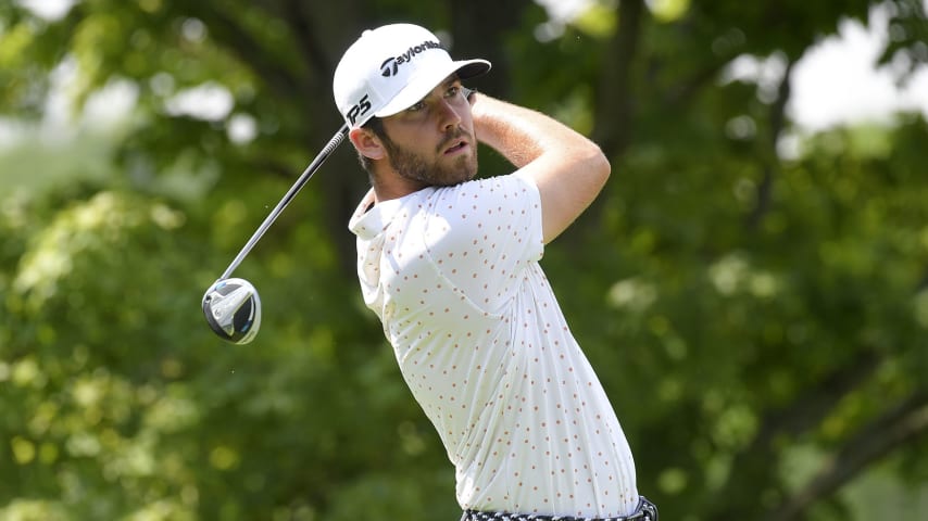 DUBLIN, OH - JULY 10: Matthew Wolff plays a tee shot on the fifth hole during the second round of the Workday Charity Open at Muirfield Golf Club on July 10, 2020 in Dublin, Ohio. (Photo by Stan Badz/PGA TOUR via Getty Images)