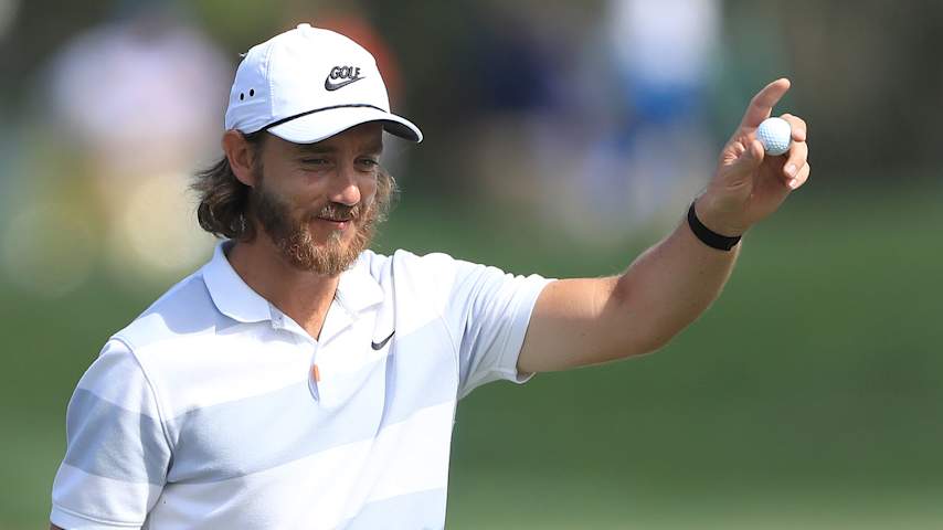 PONTE VEDRA BEACH, FLORIDA - MARCH 11: Tommy Fleetwood of England reacts to a hole in one on the 17th green during a practice round prior to The PLAYERS Championship on The Stadium Course at TPC Sawgrass  on March 11, 2020 in Ponte Vedra Beach, Florida. (Photo by Sam Greenwood/Getty Images)