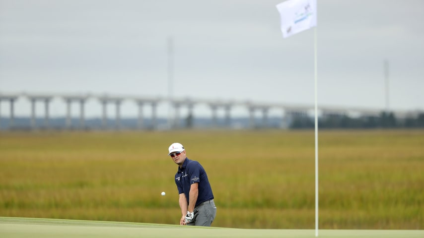 ST SIMONS ISLAND, GEORGIA - NOVEMBER 18: Zach Johnson of the United States chips on the fifth green during the final round of the RSM Classic at the Sea Island Golf Club Seaside Course on November 18, 2018 in St. Simons Island, Georgia. (Photo by Streeter Lecka/Getty Images)