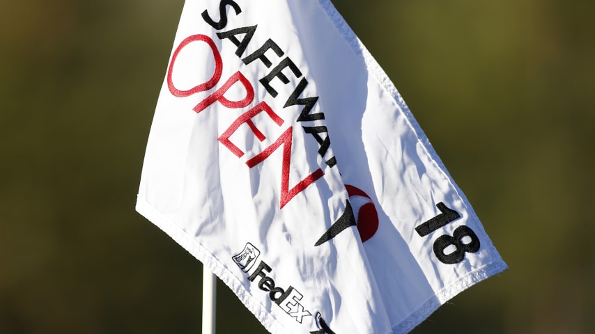 NAPA, CALIFORNIA - SEPTEMBER 28: A detailed view of the 18th hole flag during the third round of the Safeway Open at the Silverado Resort on September 28, 2019 in Napa, California. (Photo by Jonathan Ferrey/Getty Images)