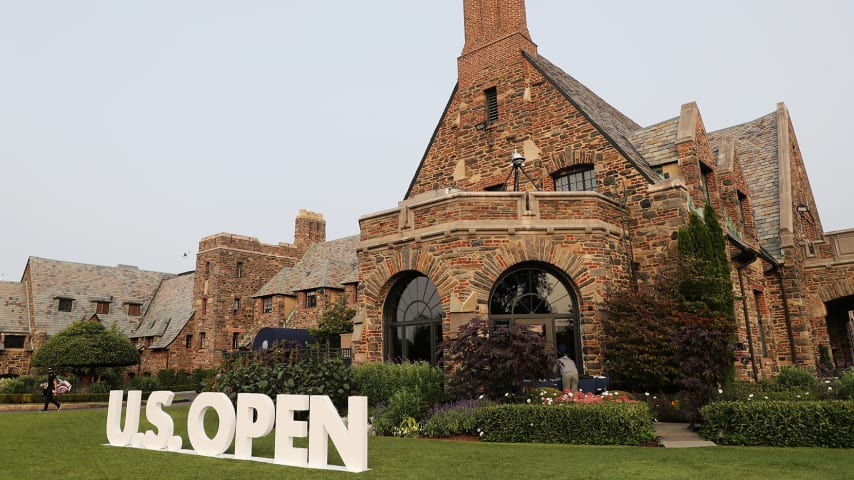 MAMARONECK, NEW YORK - SEPTEMBER 15: A general view of the clubhouse during a practice round prior to the 120th U.S. Open Championship on September 15, 2020 at Winged Foot Golf Club in Mamaroneck, New York. (Photo by Jamie Squire/Getty Images)