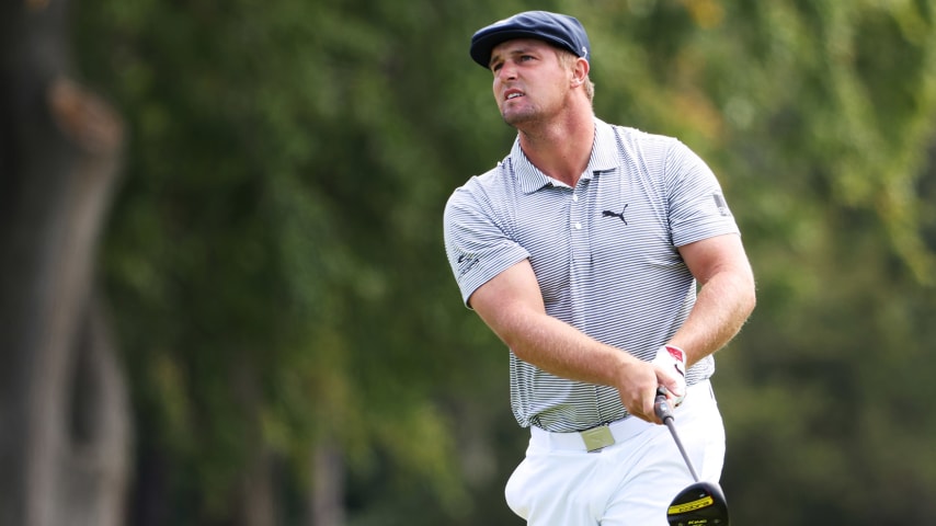 MAMARONECK, NEW YORK - SEPTEMBER 20: Bryson DeChambeau of the United States plays his shot from the second tee during the final round of the 120th U.S. Open Championship on September 20, 2020 at Winged Foot Golf Club in Mamaroneck, New York. (Photo by Jamie Squire/Getty Images)