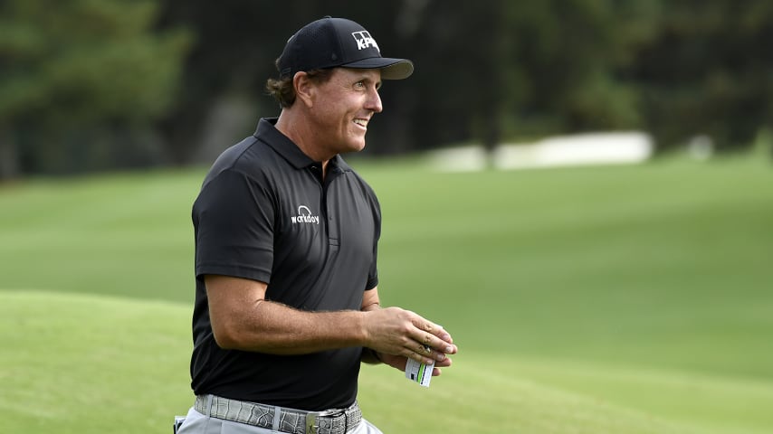 RICHMOND, VA - OCTOBER 18: Phil Mickelson is all smiles after winning the PGA TOUR Champions Dominion Energy Charity Classic at The Country Club of Virginia on October 18, 2020 in Richmond, Virginia. (Photo by Tracy Wilcox/PGA TOUR via Getty Images)