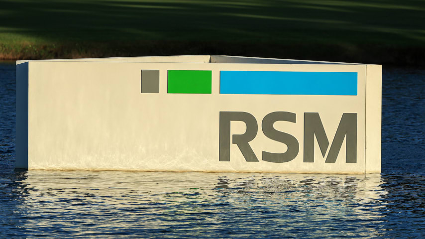 ST SIMONS ISLAND, GEORGIA - NOVEMBER 20: The RSM logo is seen during the second round of The RSM Classic at the Plantation Course at Sea Island Golf Club on November 20, 2020 in St Simons Island, Georgia. (Photo by Sam Greenwood/Getty Images)