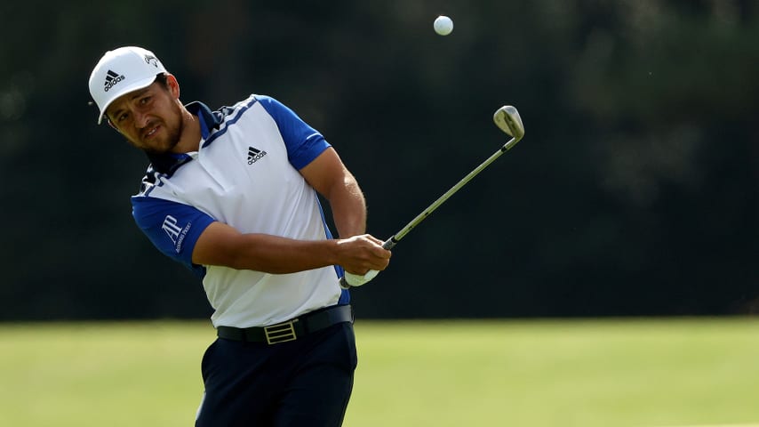 AUGUSTA, GEORGIA - NOVEMBER 15: Xander Schauffele of the United States plays a shot on the 18th hole during the final round of the Masters at Augusta National Golf Club on November 15, 2020 in Augusta, Georgia. (Photo by Patrick Smith/Getty Images)