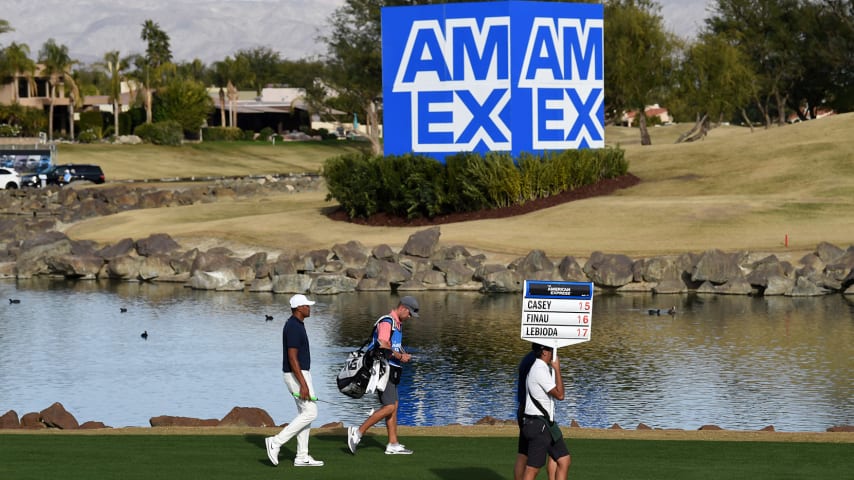 LA QUINTA, CALIFORNIA - JANUARY 19: Tony Finau walks along the 18th fairway during the final round of The American Express tournament at the Stadium Course at PGA West on January 19, 2020 in La Quinta, California. (Photo by Steve Dykes/Getty Images)