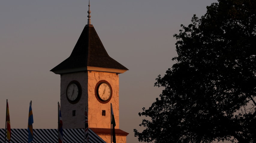 TULSA, OK - AUGUST 10:  The clock tower near the practice ground during the second round of the 89th PGA Championship at the Southern Hills Country Club on August 10, 2007 in Tulsa, Oklahoma.  (Photo by Jamie Squire/Getty Images)