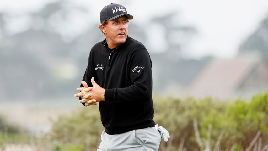 Phil Mickelson smiles after tough finish at Pebble Beach