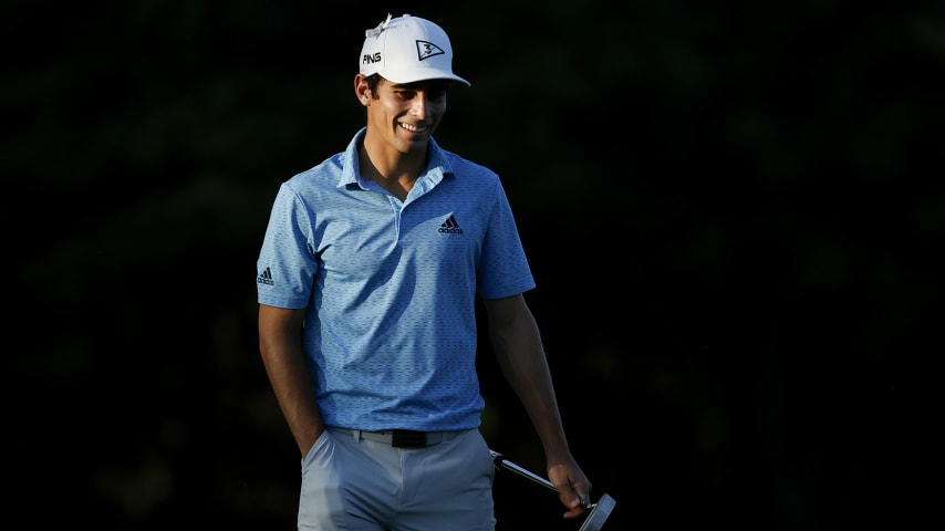 HONOLULU, HAWAII - JANUARY 13: Joaquin Niemann of Chile smiles on the tenth green during the Pro-Am Tournament prior to the Sony Open at Waialae Country Club on January 13, 2021 in Honolulu, Hawaii. (Photo by Cliff Hawkins/Getty Images)