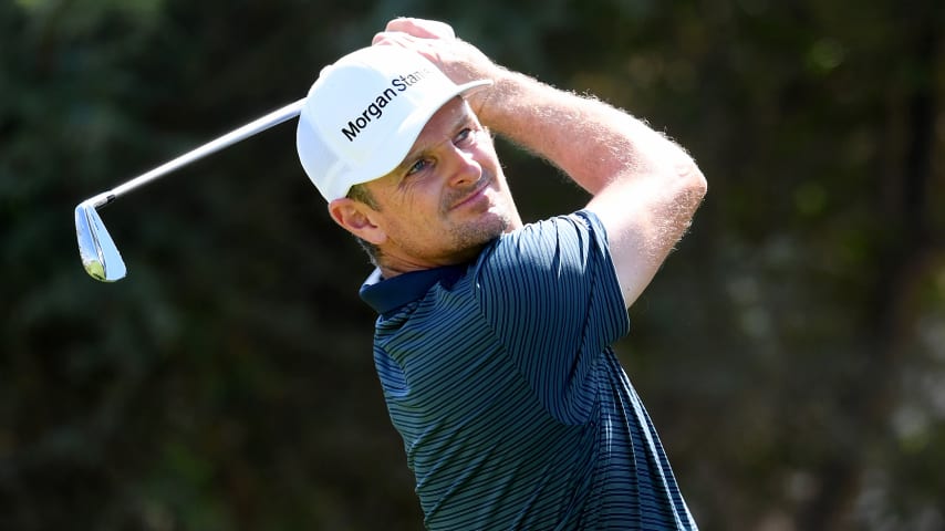 KAEC, SAUDI ARABIA - FEBRUARY 06: Justin Rose of England on the 3rd tee during the third round of the Saudi International powered by SoftBank Investment Advisers at Royal Greens Golf and Country Club on February 06, 2021 in King Abdullah Economic City, Saudi Arabia. (Photo by Ross Kinnaird/Getty Images)