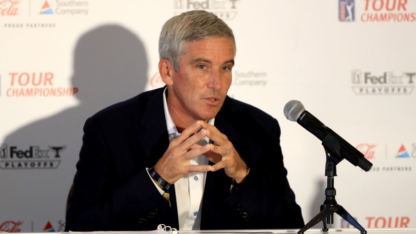 PGA TOUR Commissioner Jay Monahan reacts to Woods news after sleepless night