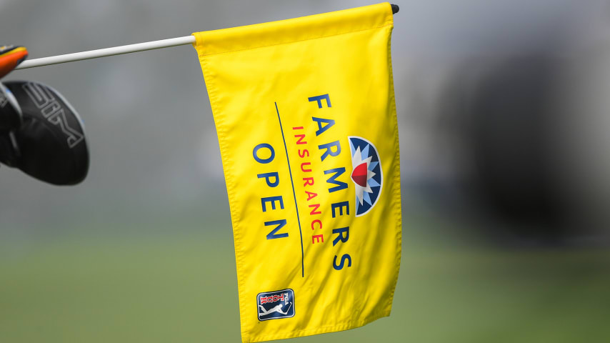 SAN DIEGO, CA - JANUARY 25: Farmers Insurance Open flag signage during the third round of the Farmers Insurance Open at Torrey Pines South on January 25, 2020 in San Diego, California. (Photo by Ben Jared/PGA TOUR via Getty Images)