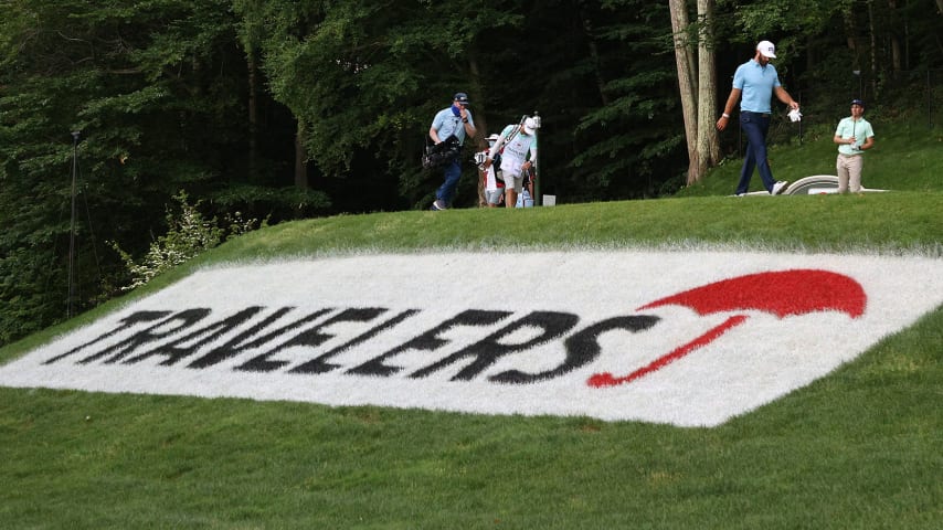 CROMWELL, CONNECTICUT - JUNE 28: Dustin Johnson of the United States walks off the 15th tee during the final round of the Travelers Championship at TPC River Highlands on June 28, 2020 in Cromwell, Connecticut. (Photo by Rob Carr/Getty Images)