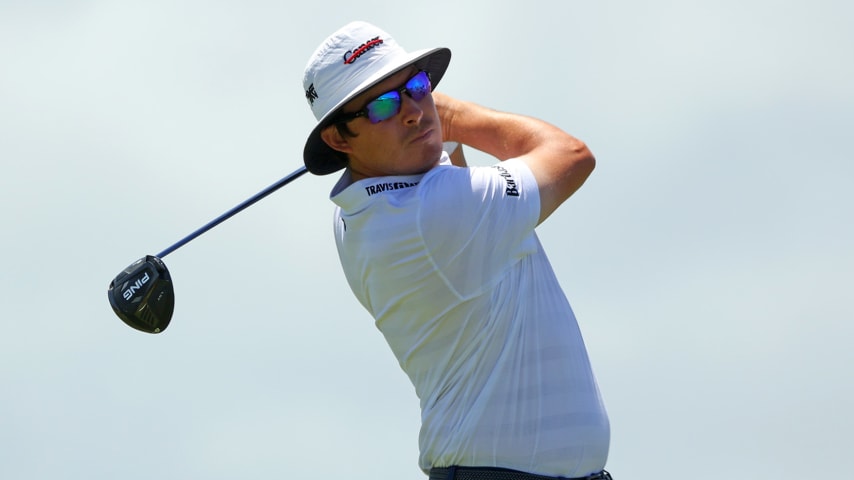 PUNTA CANA, DOMINICAN REPUBLIC - MARCH 28: Joel Dahmen plays his shot from the first tee during the final round of the Corales Puntacana Resort & Club Championship on March 28, 2021 in Punta Cana, . (Photo by Kevin C. Cox/Getty Images)