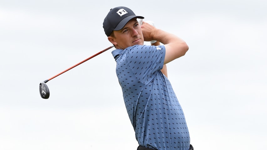 SAN ANTONIO, TEXAS - APRIL 04: Jordan Spieth plays his shot from the fifth tee during the final round of Valero Texas Open at TPC San Antonio Oaks Course on April 04, 2021 in San Antonio, Texas. (Photo by Steve Dykes/Getty Images)