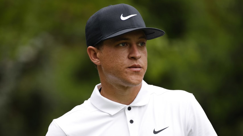 AUGUSTA, GEORGIA - APRIL 10: Cameron Champ of the United States looks on from the seventh tee during the third round of the Masters at Augusta National Golf Club on April 10, 2021 in Augusta, Georgia. (Photo by Jared C. Tilton/Getty Images)