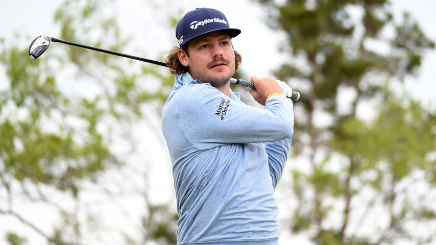 SAN ANTONIO, TEXAS - APRIL 03: Doc Redman plays his shot from the fifth tee during the third round of Valero Texas Open at TPC San Antonio Oaks Course on April 03, 2021 in San Antonio, Texas. (Photo by Steve Dykes/Getty Images)