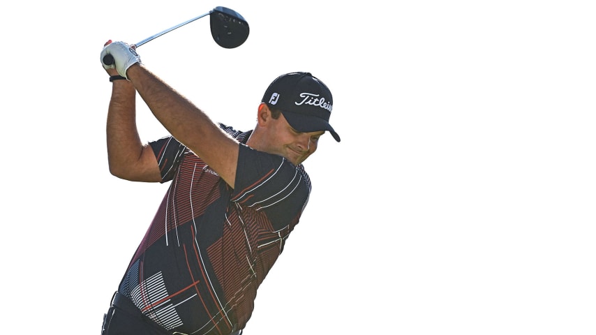 AUSTIN, TX - MARCH 25: Patrick Reed swings over his ball on the first tee box during round two of the World Golf Championships-Dell Technologies Match Play at Austin Country Club on March 25, 2021 in Austin, Texas. (Photo by Ben Jared/PGA TOUR via Getty Images)