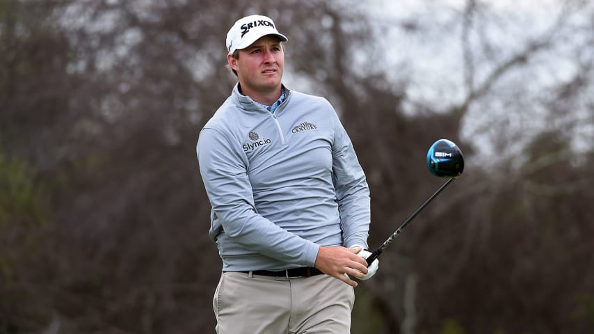 SAN ANTONIO, TEXAS - MARCH 31: Sepp Straka of Austria watches his tee shot on the 15th hole during the pro-am prior to the Valero Texas Open at TPC San Antonio on March 31, 2021 in San Antonio, Texas.on March 31, 2021 in San Antonio, Texas. (Photo by Steve Dykes/Getty Images)