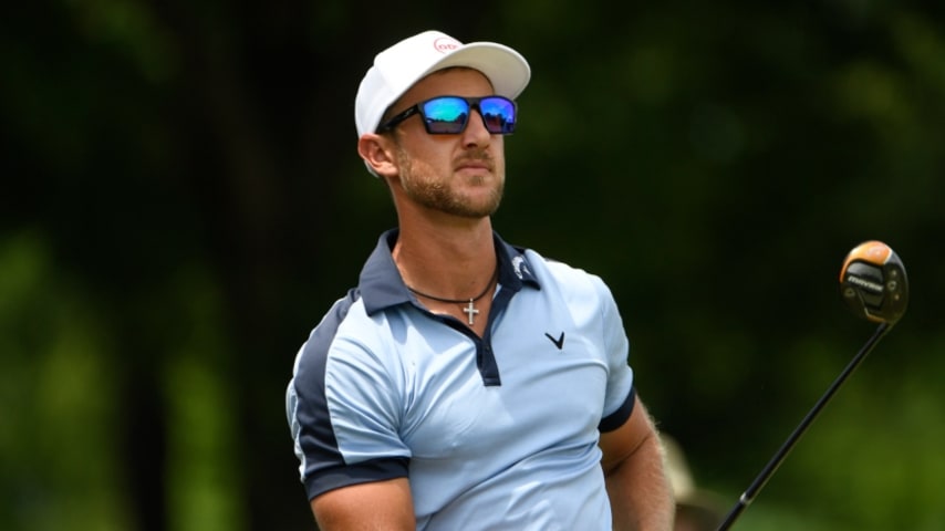 Derek Ernst leads after marathon day at REX Hospital Open