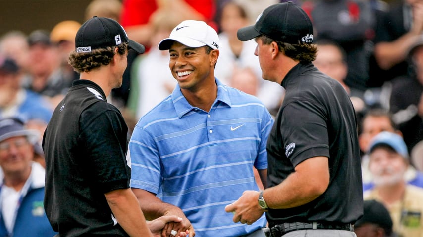 Three’s company: The pairing of Tiger and Phil (and Adam Scott) added excitement to the 2008 U.S. Open