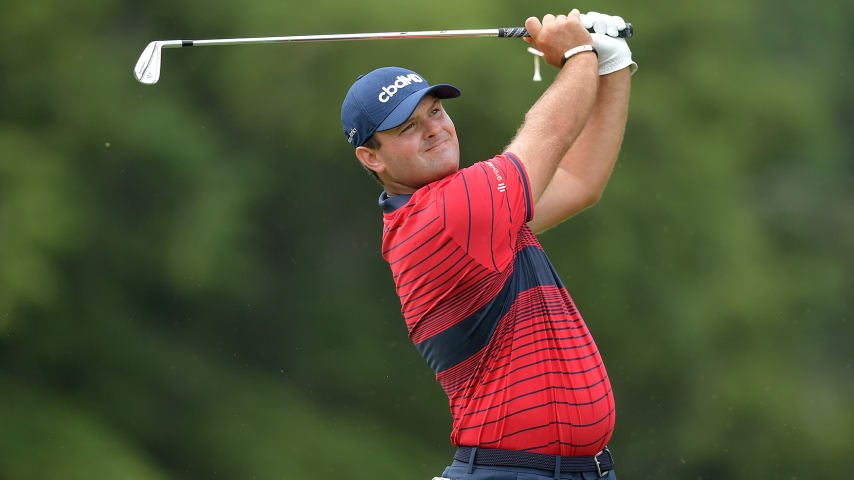 CROMWELL, CONNECTICUT - JUNE 27: Patrick Reed of the United States plays his shot from the fifth tee during the final round of the Travelers Championship at TPC River Highlands on June 27, 2021 in Cromwell, Connecticut. (Photo by Drew Hallowell/Getty Images)