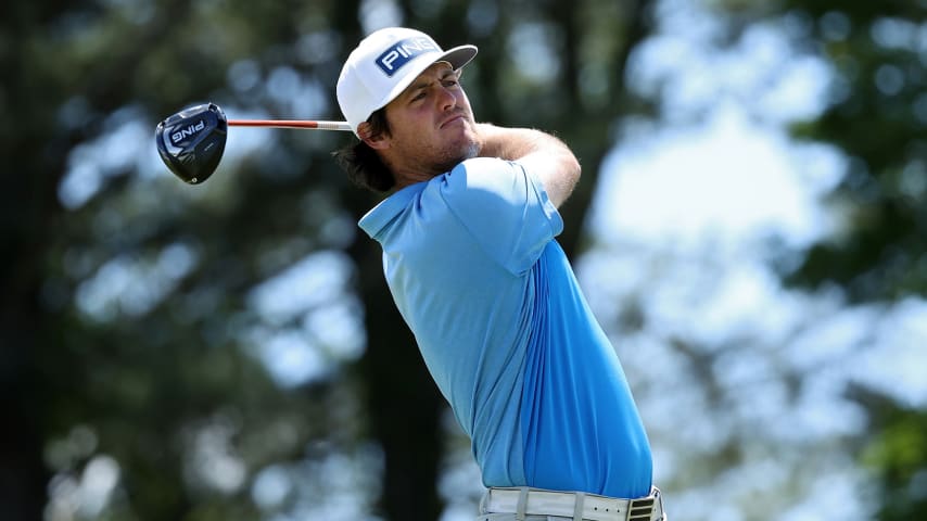 KNOXVILLE, TENNESSEE - MAY 13: Mito Pereira of Chile plays his shot from the ninth tee during the First Round of the Visit Knoxville Open at Holston Hills Country Club on May 13, 2021 in Knoxville, Tennessee. (Photo by Dylan Buell/Getty Images)