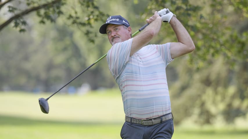 GRAND BLANC, MI - AUGUST 26: Jerry Kelly plays his tee shot on the seventh hole prior to The Ally Challenge at Warwick Hills Golf and Country Club on August 26, 2021 in Grand Blanc, Michigan. (Photo by Stan Badz/PGA TOUR)