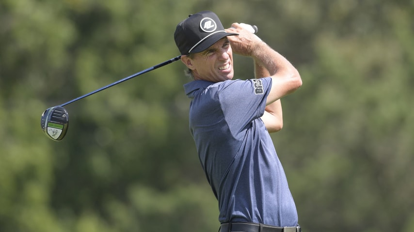 GRAND BLANC, MI - AUGUST 29: Steven Alker plays his tee shot on the fourth hole during the final round of The Ally Challenge at Warwick Hills Golf and Country Club on August 29, 2021 in Grand Blanc, Michigan. (Photo by Stan Badz/PGA TOUR)