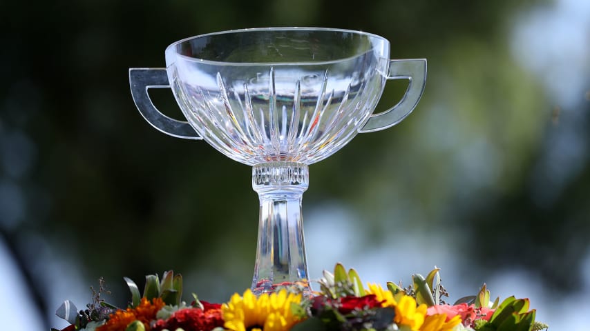 LAS VEGAS, NEVADA - OCTOBER 11: A view of the winners trophy during the final round of the Shriners Hospitals For Children Open at TPC Summerlin on October 11, 2020 in Las Vegas, Nevada. (Photo by Matthew Stockman/Getty Images)