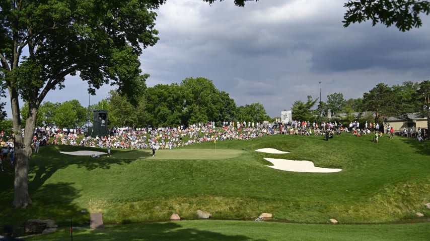 DUBLIN, OHIO - JUNE 06: A view of the 17th green during the final round of the Memorial Tournament presented by Nationwide at Muirfield Village Golf Club on June 6, 2021 in Dublin, Ohio. (Photo by Chris Condon/PGA TOUR)