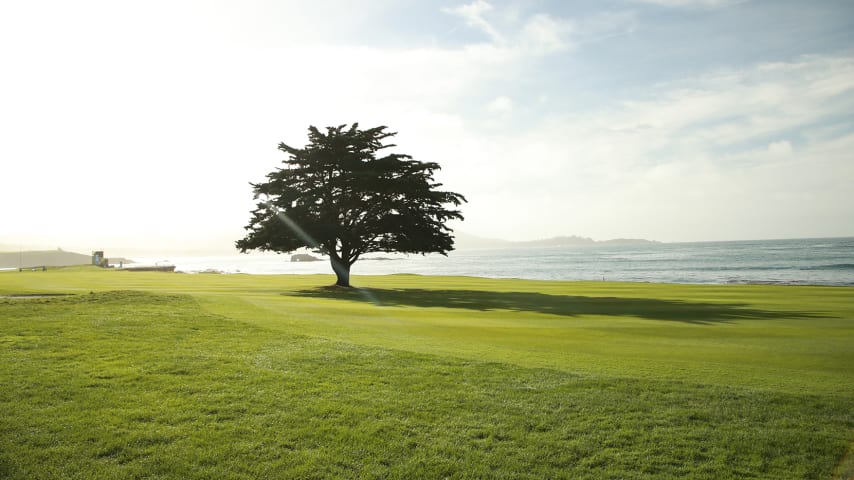 PEBBLE BEACH, CALIFORNIA - FEBRUARY 14: A general view of the Pebble Beach Golf Course on February 14, 2021 in Pebble Beach, California. (Photo by Joe Scarnici/Getty Images)