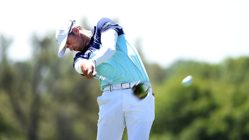 OMAHA, NEBRASKA - AUGUST 15: Ben Silverman hits his tee shot on the third hole during the final round of the Pinnacle Bank Championship at The Club at Indian Creek on August 15, 2021 in Omaha, Nebraska. (Photo by Steve Dykes/Getty Images)