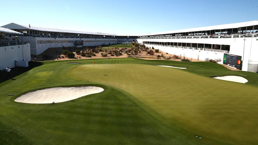 SCOTTSDALE, ARIZONA - FEBRUARY 06: A general view of the 16th hole during the third round of the Waste Management Phoenix Open at TPC Scottsdale on February 06, 2021 in Scottsdale, Arizona. (Photo by Abbie Parr/Getty Images)