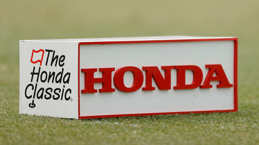 PALM BEACH GARDENS, FLORIDA - MARCH 21: A tee marker is displayed on the ninth tee during the final round of The Honda Classic at PGA National Champion course on March 21, 2021 in Palm Beach Gardens, Florida. (Photo by Jared C. Tilton/Getty Images)