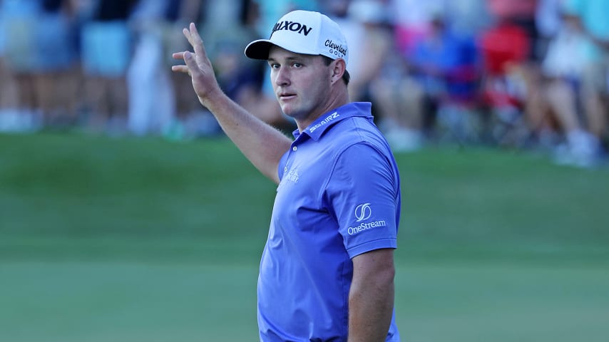 PALM BEACH GARDENS, FLORIDA - FEBRUARY 27: Sepp Straka of Austria reacts to a birdie on the 16th green during the final round of The Honda Classic at PGA National Resort And Spa on February 27, 2022 in Palm Beach Gardens, Florida. (Photo by Andy Lyons/Getty Images)