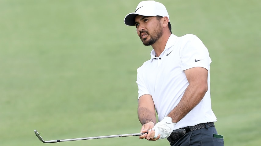 LA JOLLA, CALIFORNIA - JANUARY 29: Jason Day of Australia plays a shot on the fifth hole during the final round of The Farmers Insurance Open on the South Course at Torrey Pines Golf Course on January 29, 2022 in La Jolla, California. (Photo by Donald Miralle/Getty Images)