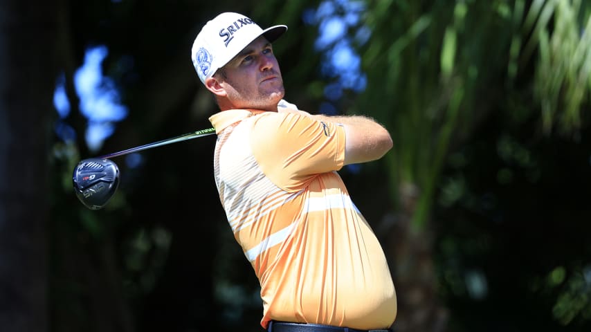 PALM BEACH GARDENS, FLORIDA - FEBRUARY 26: Taylor Pendrith of Canada plays his shot from the third tee during the third round of The Honda Classic at PGA National Resort And Spa on February 26, 2022 in Palm Beach Gardens, Florida. (Photo by Mike Ehrmann/Getty Images)