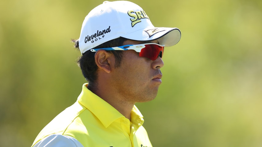 ORLANDO, FLORIDA - MARCH 06: Hideki Matsuyama of Japan looks on from the 14th hole during the final round of the Arnold Palmer Invitational presented by Mastercard at Arnold Palmer Bay Hill Golf Course on March 06, 2022 in Orlando, Florida. (Photo by Michael Reaves/Getty Images)